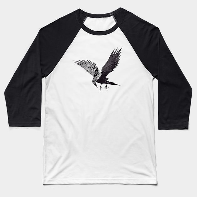 Crow Abstract Art Baseball T-Shirt by Dual Rogue